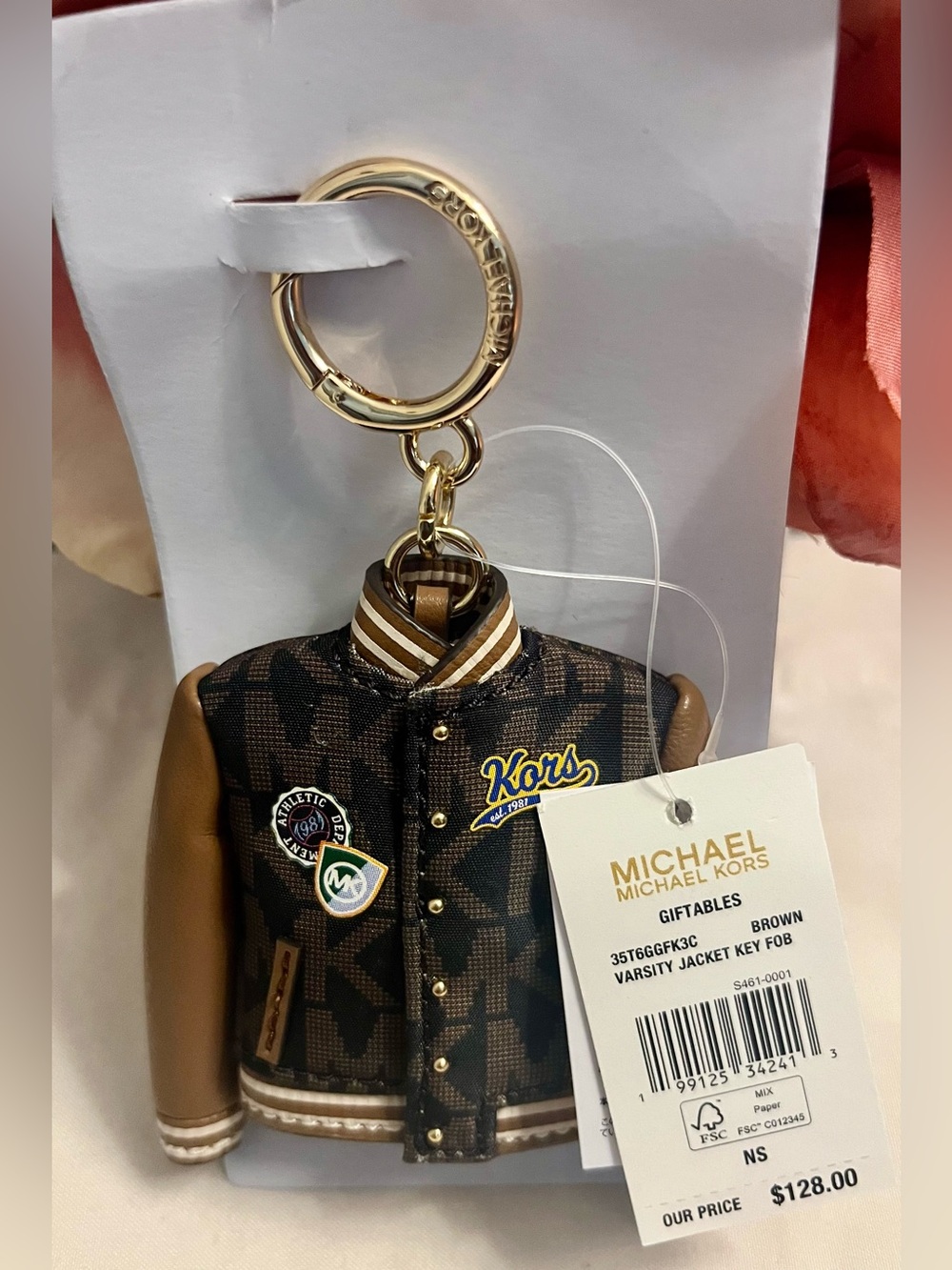MICHAEL KORS NWT Authentic Varsity Jacket Keychain/Bag Charm. Rare/Sold Out. - Picture 3 of 5